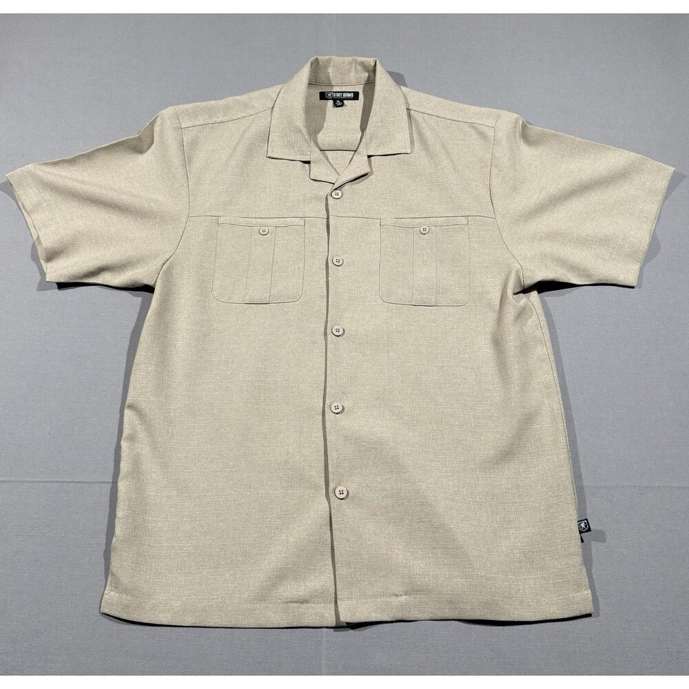 Stacy Adams Short Sleeve Button Down Camp Shirt XL Tan